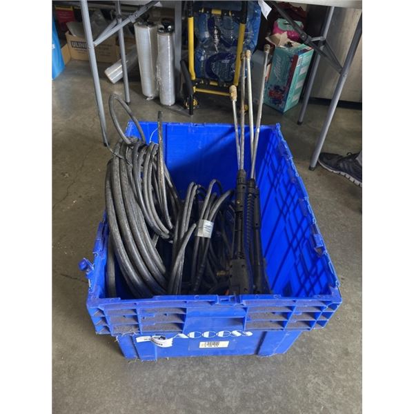 TOTE OF ASSORTED PRESSURE WASHER HOSES & WANDS