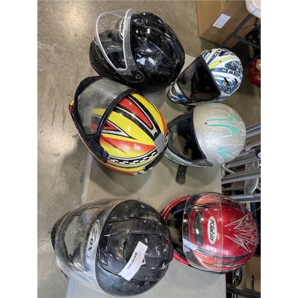 6 MOTORCYCLE HELMETS