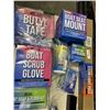 Image 4 : TRAY OF BETTER BOAT ITEMS INCLUDING LOADED TRAILER HITCH BALL MOUNT, STERN LIGHT POLE, BOAT FLUSH KI
