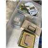 Image 1 : SMALL TOTE OF FISHING SUPPLIES AND TACKL BOXES