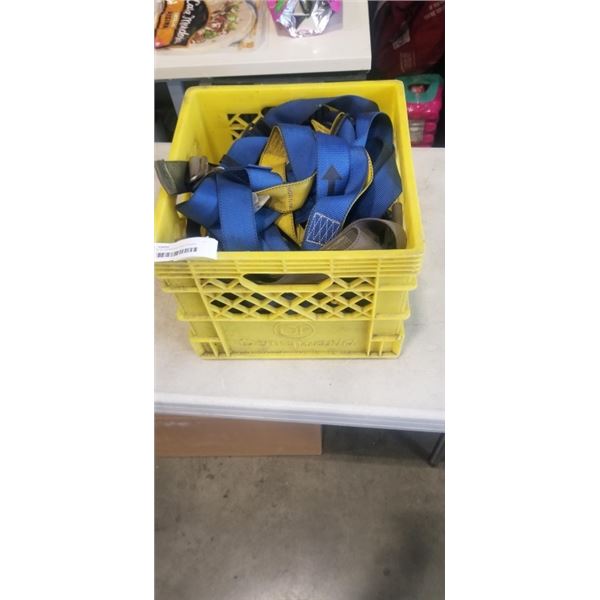 CRATE OF HARNESSES AND STRAPS