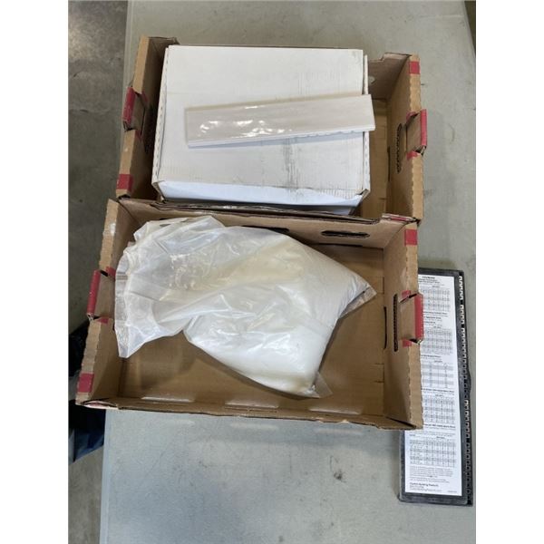 2 BOXES OF PENCIL TILE AND BEIGE GROUT