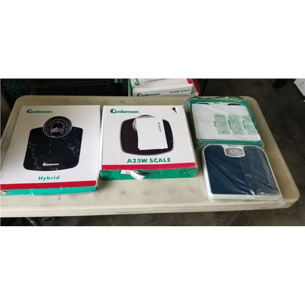 4 ADAMSON SCALES INCLUDING 2 MODELS A21, 1 A25W, AND 1 HYBRID SCALE