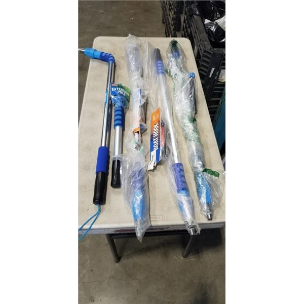 5 EXTENSION POLES AND 3 BOAT HOOKS