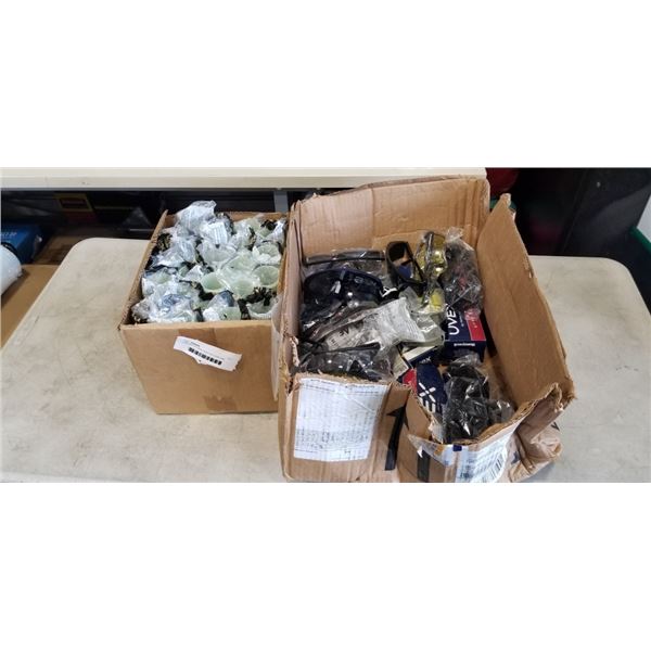 2 BOXES OF NEW PAINT ROLLERS AND SAFETY GLASSES