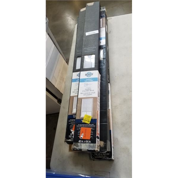 5  MAINSTAYS ROOM DARKENING CORDLESS VINYL MINI BLINDS. 40" X 64"