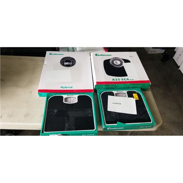 4 ADAMSON SCALES INCLUDING 2 MODELS A21, 1 A25, AND 1 HYBRID SCALE
