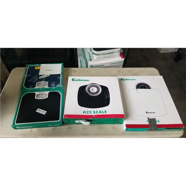 4 ADAMSON SCALES INCLUDING 2 MODELS A21, 1 A25, AND 1 HYBRID SCALE