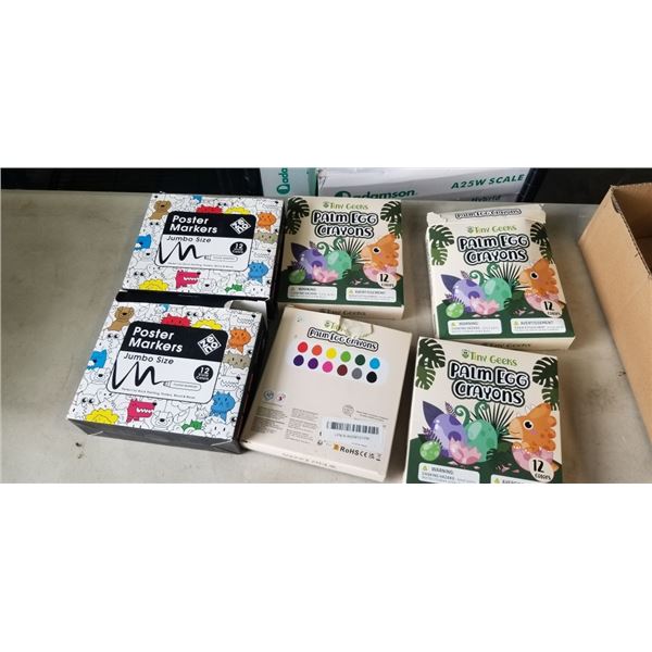 4 PACK STINY GEEKS PALM EGG CRAYON  AND 2 PACKS ZENO POSTER MARKER