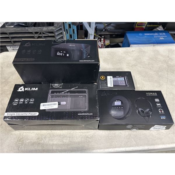 KLIM BOOMBOX, KLIM SINGLE CASETTE PLAYER, KLIM DISCMAN , AND KLIM CASETTE PLAYER