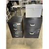 Image 1 : 2 BLACK 2 DRAWER FILE CABINETS, ONE HAS KEYS AND SMALL METAL BOX