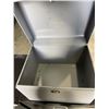 Image 2 : 2 BLACK 2 DRAWER FILE CABINETS, ONE HAS KEYS AND SMALL METAL BOX