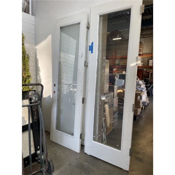 PAIR OF 30 X 96 GLASS FRENCH DOORS WITH HINGES