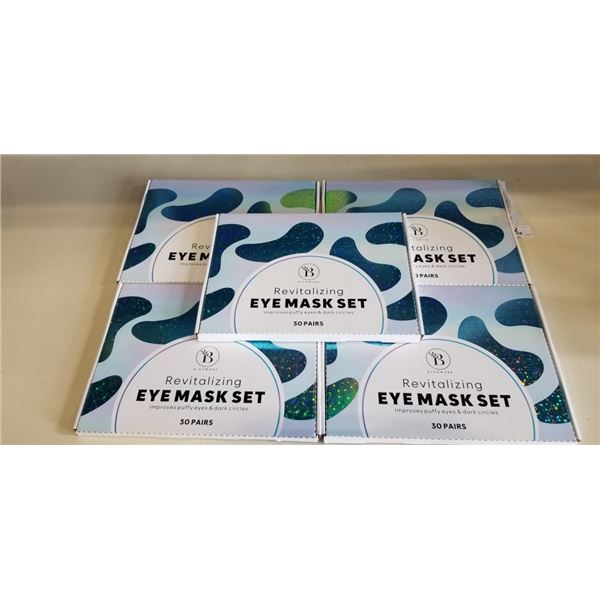 5 NEW BLOOMORA REVITALIZING EYE MASK SETS. 30 PAIRS PER SET
