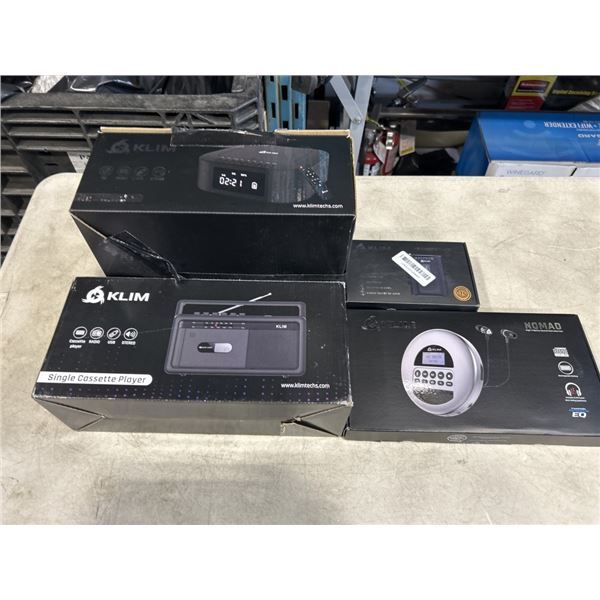 KLIM BOOMBOX, KLIM SINGLE CASETTE PLAYER, KLIM DISCMAN , AND KLIM CASETTE PLAYER