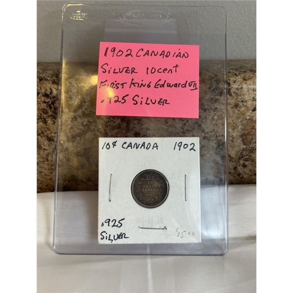 1902 CANADIAN SILVER 10 CENT .925 SILVER