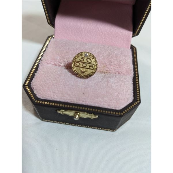 GOLD VERMEIL STERLING SILVER 50 ODA TIE PIN SET W/ ONE 0.02 CT DIAMOND MARKED R80CORP SVCS STER