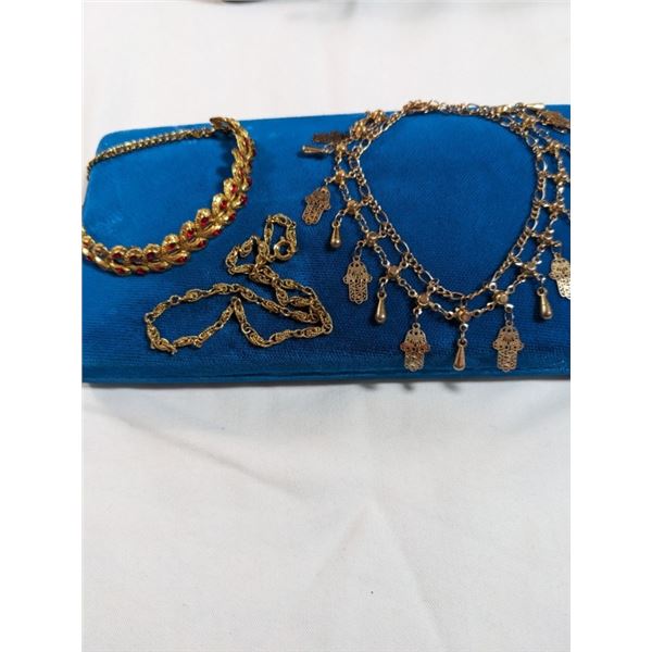 3 GOLD PLATED BRACELETS IN BLUE BOX