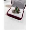 Image 2 : 925 STERLING SILVER/ BRONZE TURKISH RING, SET W/ RUBY EMERALDS AND WHITE SAPPHIRE STONES