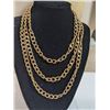 Image 1 : HEAVY AND EXTRA LENGTH GOLD PLATED LINKS CHAIN NECKLACE, OVER 50" LENGTH, DOUBLE LOBSTER CLASP