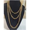 Image 2 : HEAVY AND EXTRA LENGTH GOLD PLATED LINKS CHAIN NECKLACE, OVER 50" LENGTH, DOUBLE LOBSTER CLASP