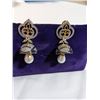 Image 2 : PAIR OF GOLD GUILDED W/ TINY CRYSTAL STONES DANGLE EARRINGS