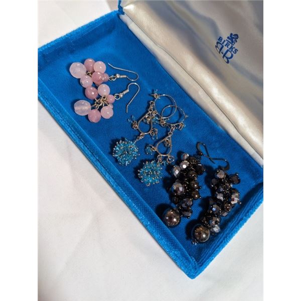 3 PAIRS OF VARIRTY BEADS DANGLE EARRINGS