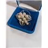 Image 2 : SILVER FILIGREE W/ GENUINE PEARLS BROOCH UNMARKED