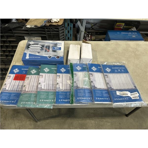 7 ZENO SHOWER CURTAINS AND ZENO VACUUM BAG SET