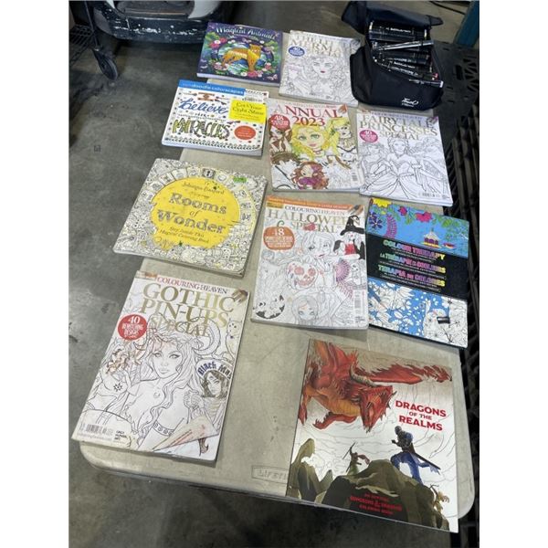 100 FELT PENS WITH 10 COLORING BOOKS INCLUDING DUNGEONS & DRAGONS BOOK