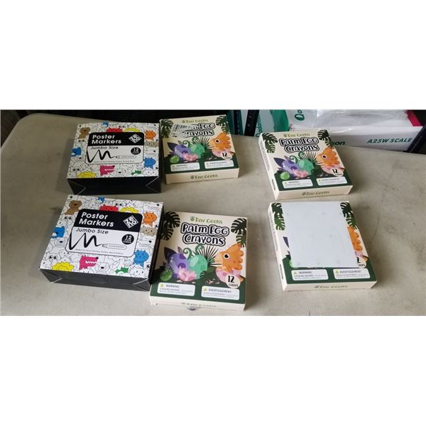 4 PACK STINY GEEKS PALM EGG CRAYON  AND 2 PACKS ZENO POSTER MARKER