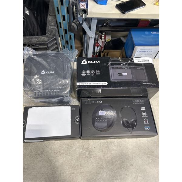 KLIM BOOMBOX, KLIM SINGLE CASETTE PLAYER, KLIM DISCMAN , AND KLIM CASETTE PLAYER
