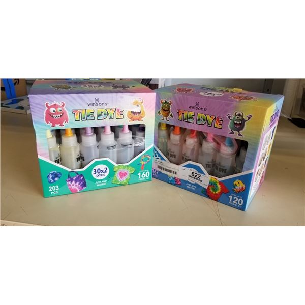 2 NEW WINSONS TIE DIE KITS, 167PC AND 203PC EACH, 24 AND 30 DIES EACH, RETAIL VALUE $75