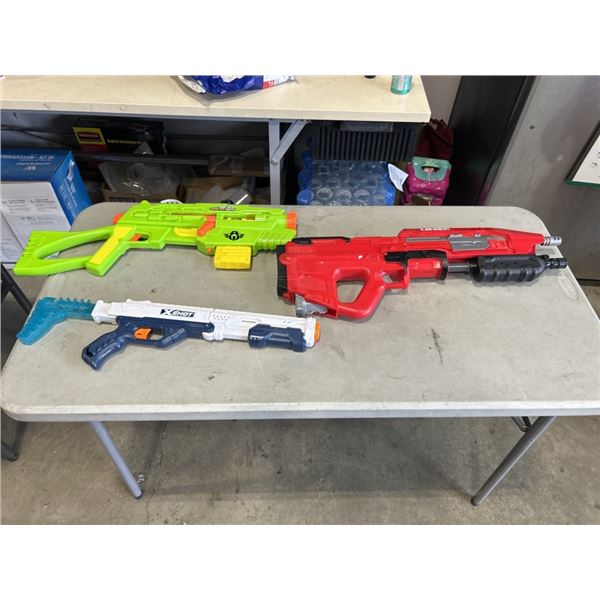 X SHOT AND 2 NERF STYLE GUNS