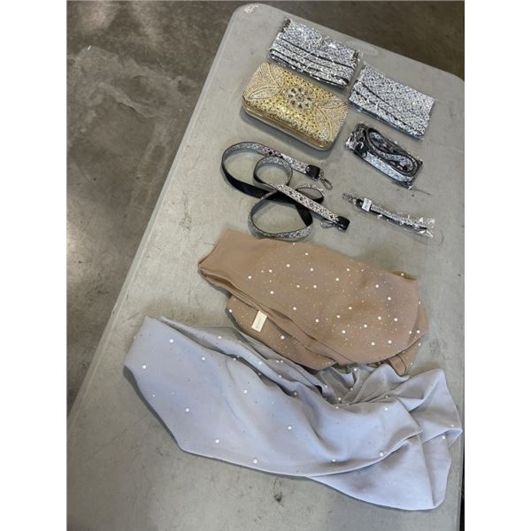 BAG OF LADIES PURSES AND STRAPS
