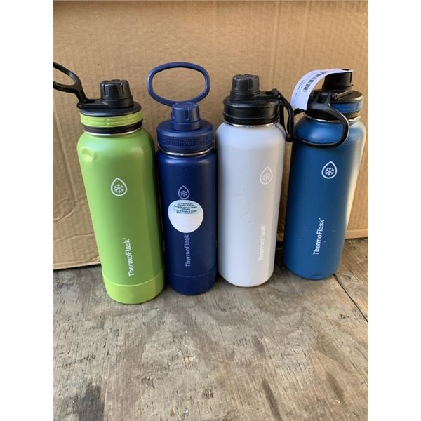 LOT OF 4 THERMOFLASK INSULATED METAL DRINK BOTTLES