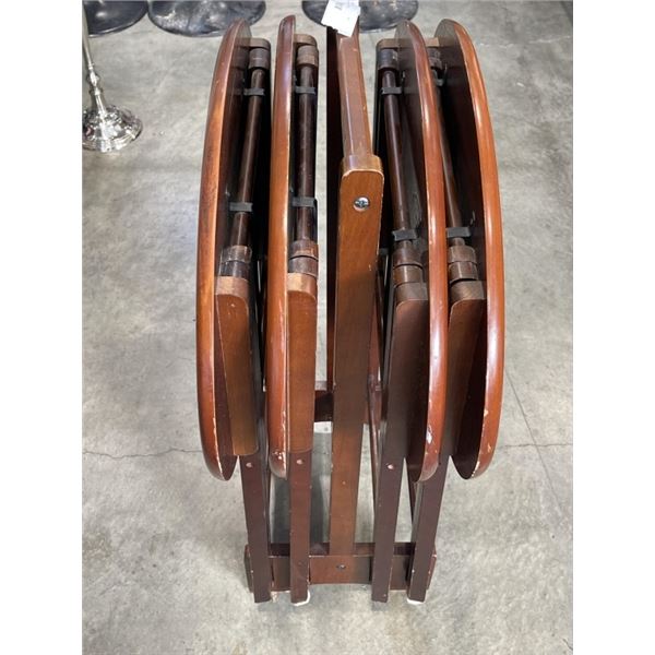 4 BOMBAY TV TRAYS W/ STAND