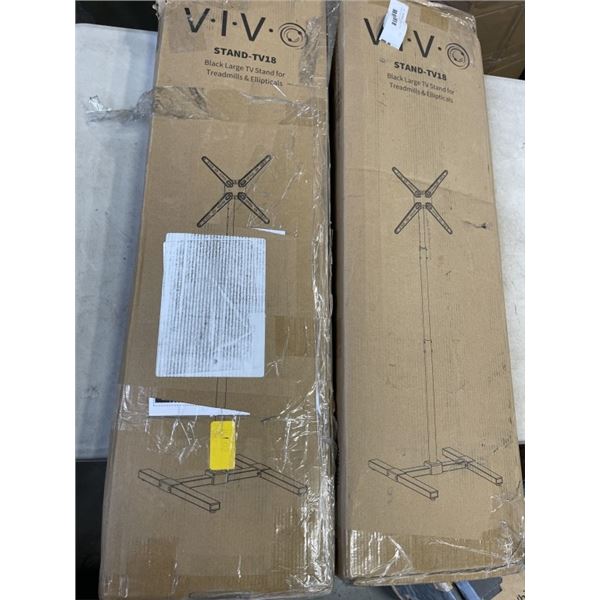 2 VIVO BLACK LARGE TV STANDS FOR TREADMILLS & ELLIPTICALS