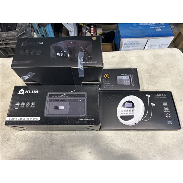 KLIM BOOMBOX, KLIM SINGLE CASETTE PLAYER, KLIM DISCMAN, AND KLIM CASETTE PLAYER