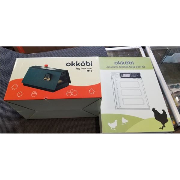 OKKOBI EGG INCUBATOR MODEL M10 AND  OKKOBI AUTOMATIC CHICKEN DOOR MODEL C2