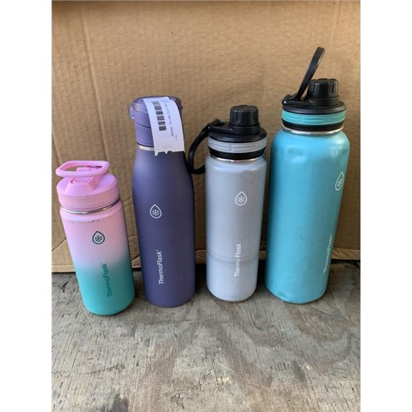 LOT OF 4 THERMOFLASK INSULATED METAL DRINK BOTTLES