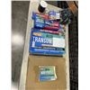 Image 1 : TRAY OF BETTER BOAT ITEMS INCLUDING MINI PADDLES, TRANSOM SAVER, WINCH STRAP, BOW SHACKLE ETC