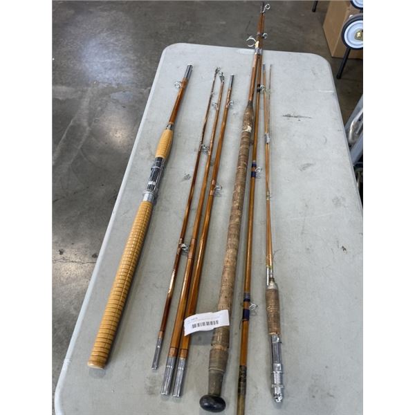 3 SPLIT CANE FISHING RODS, INCLDUING 4PC COLUMBIA OCEAN ROAD