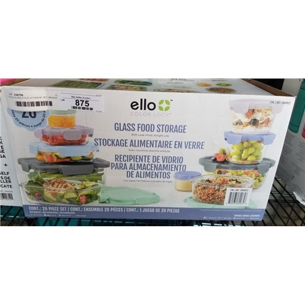 ELLO GLASS FOOD STORAGE SET, MISSING ONE CONTAINER