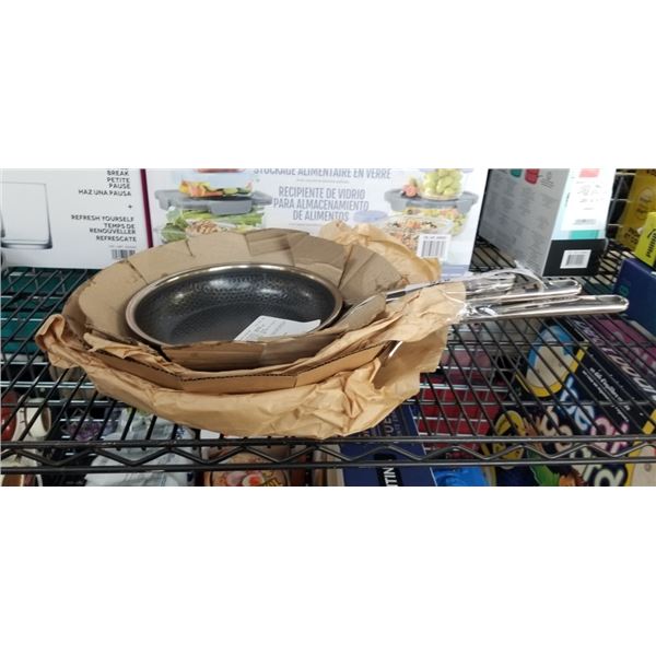 SET OF 3 GREEN PAN NON STICK PANS