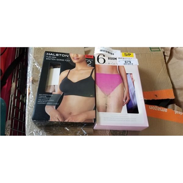 NEW HALSTON SIZE MEDIUM 2 PACK FLEX BRA AND 6 PACK SIZE SMALL KI CUT UNDERWEAR