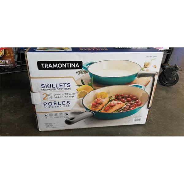 2 PACK TRAMONTINA CAST IRON SKILLETS