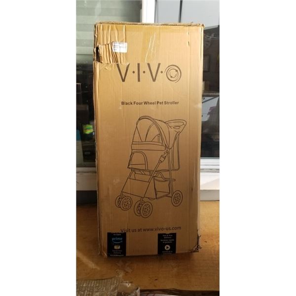 VIVO BLACK FOUR WHEEL PET STROLLER