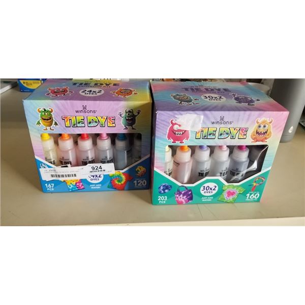 2 NEW WINSONS TIE DIE KITS, 167PC AND 203PC EACH, 24 AND 30 DIES EACH, RETAIL VALUE $75