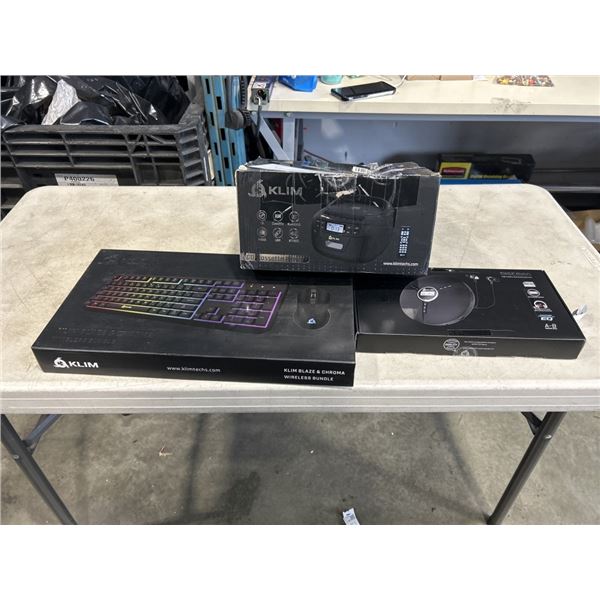 KLIM BLAZE & CHROMA WIRELESS KEYBOARD & MOUSE BUNDLE, KLIM DISCMAN, AND KLIM CD-CASETTE PLAYER